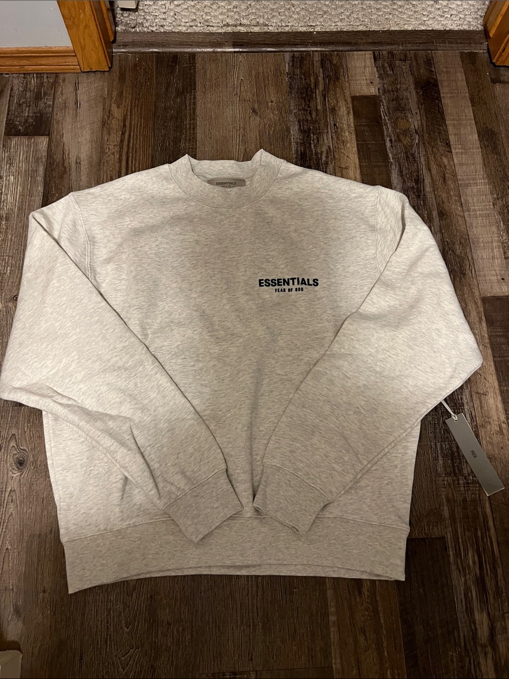 Essentials Men's Crewneck Sweatshirt - Heather Light Gray with Black Logo